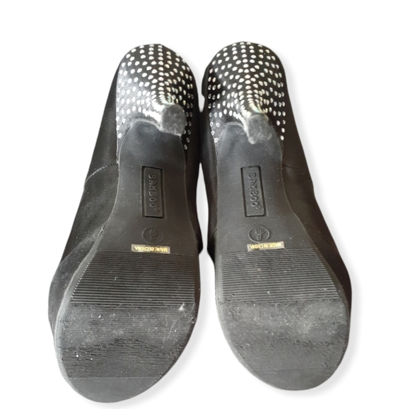 BAMBOO Black Satin Stilettos w/Rhinestone Embellished Heel - Picture 6 of 8